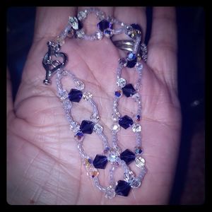 Purple & Clear AB Crystal Woven Bracelet